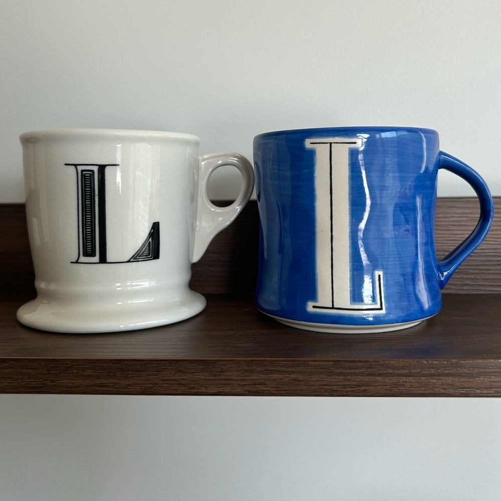 ANTHROPOLOGIE Letter βLβ Mug Set